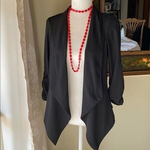 Pastel by Vivienne Black Sheer Blazer three quarter sleeve open front